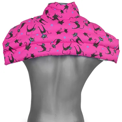 Produktbild von Johanniskernkissen Schulter & Nackenkissen mit Kragen für Nacken, Rücken, Schulter - Körnerkissen als Wärmekissen (Katzen-pink, Johannisbeerkerne)