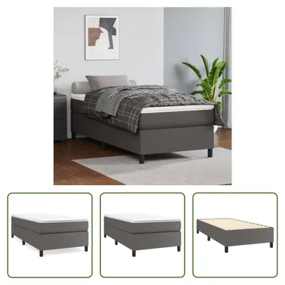 Produktbild von The Living Store Bettgestell Grau 90x190 cm Kunstleder