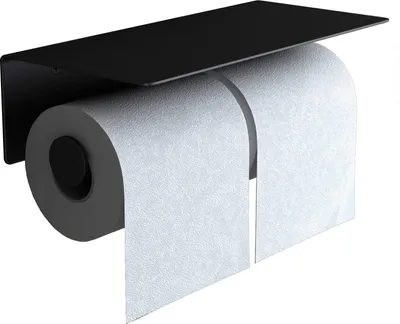 Produktbild von doporro WC-Papierhalter doppelt Schwarz matt aus Edelstahl Papierrollenhalter mit Ablage Wandmontage