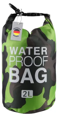 Obrázek produktu pro Vodotěsný vak zelený „Drybag“ 28 x 18 cm (balení po 1 ks), vodotěsná taška pro sport a volný čas, vodotěsný vak o objemu 2 litry, vak na rybaření
