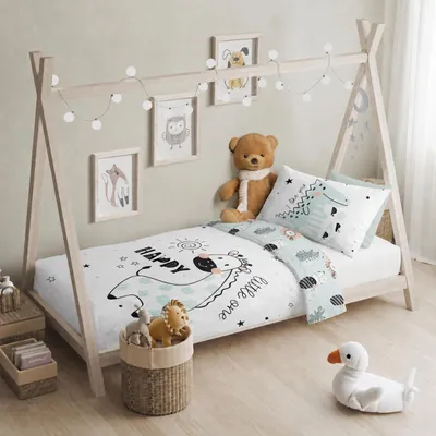 Produktbild von Kinderbettwäsche 100x135 cm + 40x60 cm Happy 100x135 cm + 40x60 cm - Happy