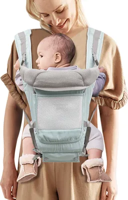 Produktbild von nosidełko dziecięce 6 w 1 od urodzenia ergonomiczny plecak (jasnozielony) dla niemowląt i małych dzieci o wadze 3-15 kg
