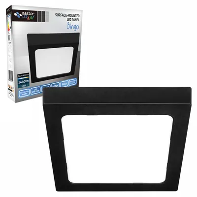 Obrázok produktu pre MasterLED LED panel 18W štvorcový čierny, 4000K neutrálna biela, 1440lm stropné svetlo na povrchovú montáž