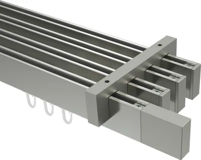 Produktbild von Interdeco Innenlaufstange / Gardinenstange mit Innenlauf Edelstahl-Optik, Typ Smartline Lox (Quader), 14x35 mm 4-läufig, 280 cm