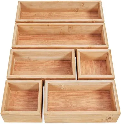 Image de Lot de 6 boîtes de rangement en bambou