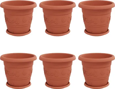 Image de Pots de plantes 6 pcs Rouge brique Ø 30 x 25 cm Plastique