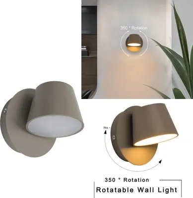 Produktbild von LED-Wandleuchte mit verstellbarem Strahler, 6 W, 2700 K warmes Leselicht aus grauem Aluminium, modernes nordisches Design