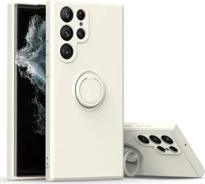 Produktbild von Samsung S22 Ultra Handyhülle, Ring Halter Ständer Kratzfeste Weiche Silikon schutzhülle für Samsung Galaxy S22 Ultra 5G Weiß