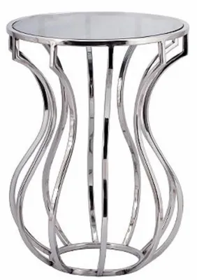 Image de Casa Padrino Table d'appoint design argent / noir Ø 40 x H. 55 cm - Table ronde de luxe avec plateau en verre teinté