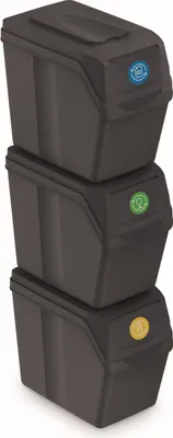Image de NABBI Poubelle (3 pcs) pour déchets séparés ISWB20S3 20 l - anthracite
