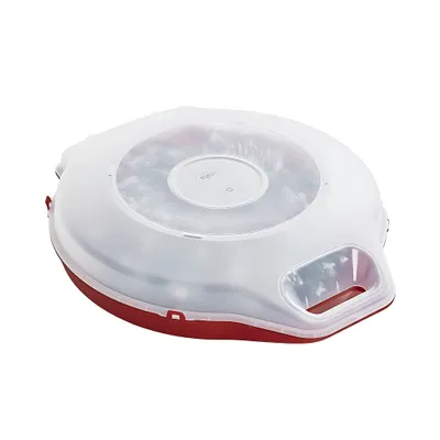 Produktbild von Kreher XL Weihnachtskranzbox Kranzbox in Rot mit Transparenten Deckel. Ideal für Kränze mit bis zu einem Durchmesser von 55 cm!