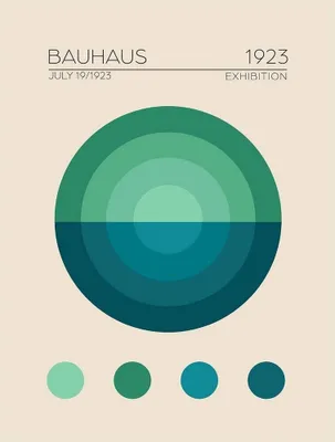 Produktbild von Emel Tunaboylu - bedruckt "Bauhaus Mavi Daire" PM7521 (80 cm x 60 cm) (Beige/Grün/Blau)
