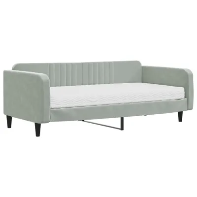 Produktbild von vidaXL Tagesbett mit Matratze Hellgrau 100x200 cm Samt