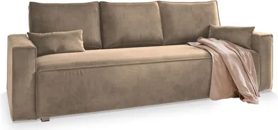 Produktbild von Sofa ALATRI Beige Velours-Stoff mit Schlaffunktion, Sofa mit Bettkasten, Sofa mit Bettkasten, Wohnzimmersofa, Couch, Soffa, Bettsofa, Couchgarnitur- Beige, MONOLITH 09