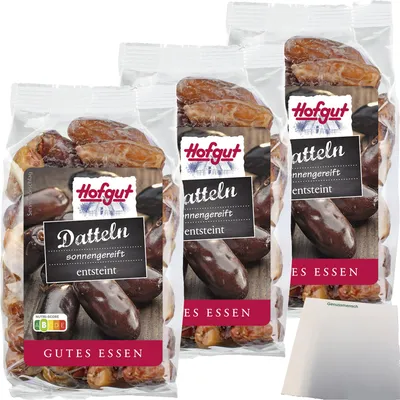 Produktbild von Hofgut Datteln Beutel 3er Pack (3x200g Beutel) + usy Block