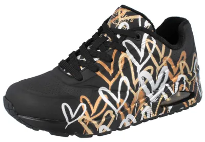 Produktbild von SKECHERS Damen Sneaker schwarz Herzprint Kunstleder - Größe: 40