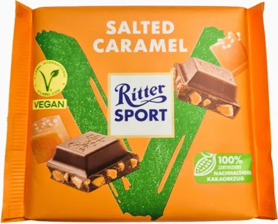 Produktbild von Ritter Sport Vegan Salted Caramel Vegane Edition Schoko Tafel 100g