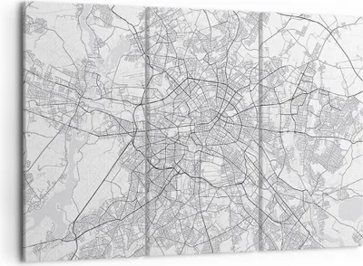 Produktbild von Bild auf Leinwand - Leinwandbild - 3 Teile - Stadt Karte Berlin - 105x70cm - Wand Bild - Wanddeko - Wandbilder - Leinwanddruck - Bilder - Wanddekoration - Leinwand bilder - Wandbild - CE105x70-4681