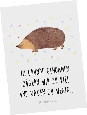 Produktbild von Mr. & Mrs. Panda Postkarte Igel Herzen - Weiß - Geschenk, Vertrauen, Ansichtskarten, Leben, Herz, Liebe, Grußkarte, Ansichtskarte, Fotokarte, Lustige Sprüche, Postkarten
