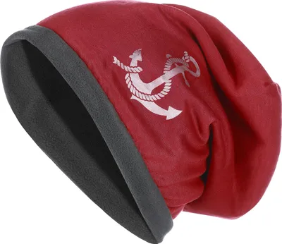 Produktbild von modAS Uni Beanie Fleece mit Ankermuster - Anker Mütze für Damen und Herren Einheitsgröße für Erwachsene in Rot