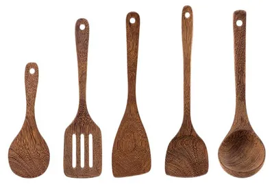 Produktbild von 5er Kochlöffel Set aus Holz Küchenhelfer Löffel Set zum Kochen