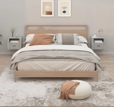 Produktbild von vidaXL Wand-Nachttische 2 Stk. Betongrau 50x36x40 cm