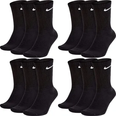 Produktbild von XXL-Paket, Nike Cushioned Crew Socken, Tennissocken, 12 Paar, XL, schwarz