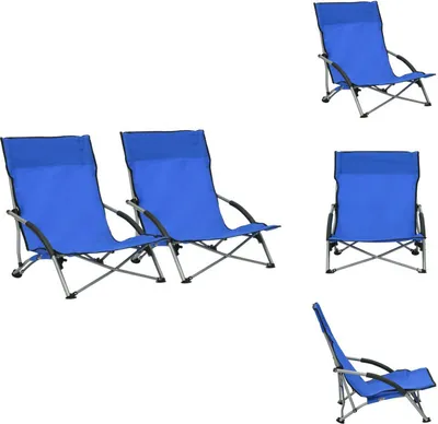 Produktbild von vidaXL Klappbare Strandstühle 2 Stk. Blau Stoff -  Gartenstühle