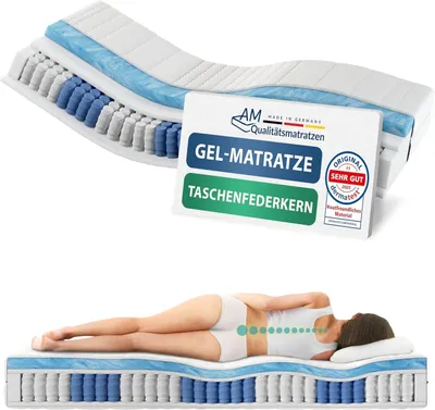 Produktbild von AM Qualitätsmatratzen | Gelschaum-Taschenfederkernmatratze 160x200 cm - H2 - Germany