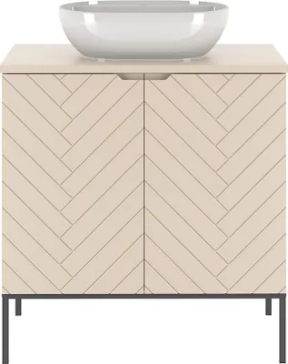 Produktbild von Waschtisch 80 cm breit in kaschmir mit gefrästen Fronten ANGERA-140