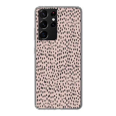 Produktbild von MuchoWow® Handyhülle Schutzhülle Hülle für Samsung Galaxy S21 Ultra Polka dots - Rosa - Schwarz Silikon Softcase Handy Hülle - Mobiltelefon