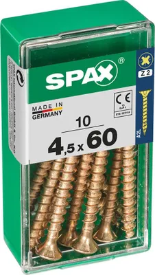 Image de Boîte 10 Unités. Vis A Bois Spax Cab. Plat Yellox 4.5x60mm Spax