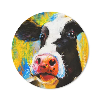 Produktbild von MuchoWow® Mauspad Mousepad Gemälde - Ölfarbe - Kuh - Tiere 20x20 cm - Mousepads - Maus Mat - Pad - Mausunterlage - Schreibtischmatte