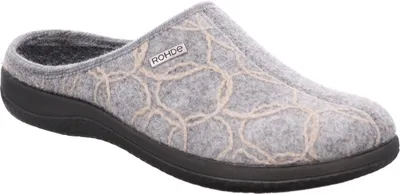 Produktbild von Rohde Damen Pantoffel Filz Hausschuh bestickt herausnehmbare Sohle Bari 6544, Größe:42 EU, Farbe:Grau