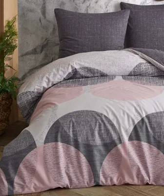 Produktbild von Bettwäsche Meliert gepunktet rosa grau anthrazit modern Wende Baumwolle Renforcé, Größe:2 teilig 135x200 cm - Normalgröße