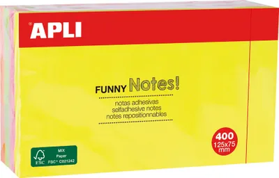 Produktbild von APLI Haftnotiz-Würfel "FUNNY Notes!" 125 x 75 mm sortiert 400 Blatt