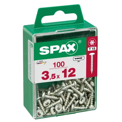 Produktbild von 100er-Pack SPAX Rundkopf-Torx-Stahlschrauben, Durchmesser 3,5 mm x Länge 12 mm
