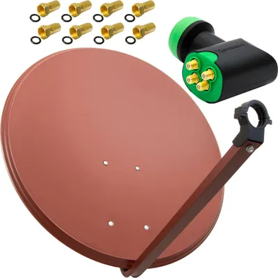Produktbild von PremiumX SAT Anlage 80cm Antenne GreenDiamond Quad LNB 8x F-Stecker