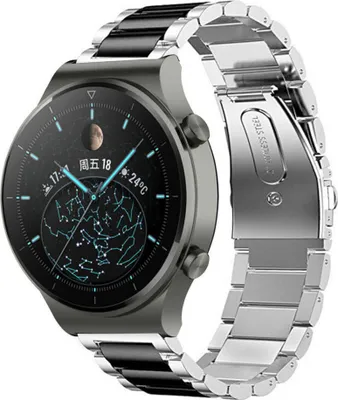 Produktbild von Strap-it Huawei Watch GT 2 Pro Stahlarmband (Silber/Schwarz)