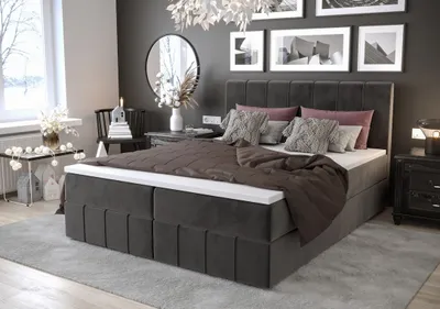 Obrázek produktu pro Boxspringová postel s úložným prostorem MADLEN - 200x200, popelavá