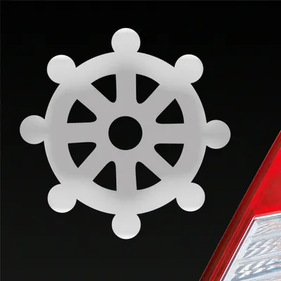 Produktbild von Auto Aufkleber Dharmachakra Buddha Rad Zeichen 10x10 cm Silber Sticker Heckscheibenaufkleber