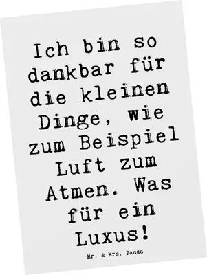 Produktbild von Mr. & Mrs. Panda Postkarte Spruch Dankbarkeit für kleine Dinge - Weiß - Geschenk, Lebensfreude, Zitat, Gefühl, Stimmung, Stressbewältigung, Grußkarte, Ansichtskarte