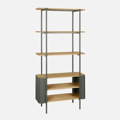 Immagine prodotto di Libreria in metallo curvato e legno a 6 livelli, Verde