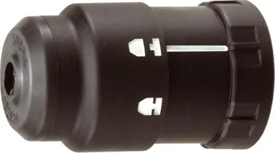 A black drill chuck adapter is shown against a white background.