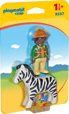 Produktbild von PLAYMOBIL 1.2.3- Ranger mit Zebra-Figur mit Zubehör, einzigartig (9257) PLAYMOBIL Altersbereich: +18 Monate