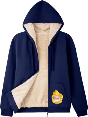 Produktbild von ASKSA Damen Sweatjacke Gefuettert Warme Winter Zipper Jacke Fleecejacke Winterjacke Hoodie mit Kapuze (Dunkelblau,M)
