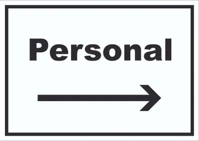 Produktbild von Personal Schild mit Text und Richtungspfeil rechts waagerecht A6 Rückseite selbstklebend