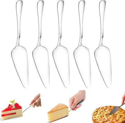 Produktbild von 5Stk Tortenheber Tortenschneider Edelstahl Kuchenheber Kuchenmesser Tortenschaufel (Silber)