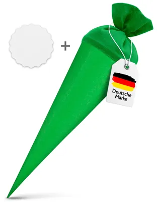 Produktbild von itenga Set Grün Schultüte Rohling 70 cm rund + Namensschild Stern (Motiv 195)