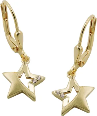 Produktbild von Ohrhänger Brisur Sterne mit Zirkonia weiß 375 Gelbgold Ohrringe Ohrschmuck
